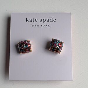 NWT Kate Spade Multicolor Glitter Mini Small Square Stud Earrings